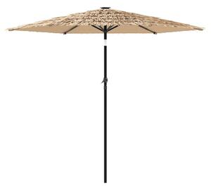 Ombrellone Giardino LED e Palo in Acciaio Marrone 268x268x226cm