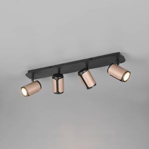Trio Lighting Faretto da soffitto Gillan, caffè, a 4 luci, metallo, GU10 dimmerabile, Nero, Soggiorno / Sala da pranzo, Metallo, Moderno, Faretto