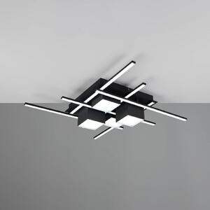 Trio Lighting Plafoniera a LED Roger, dimmerabile, Nero, Soggiorno / Sala da pranzo, Metallo, Moderno, Plafoniera LED