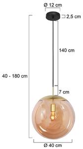Steinhauer Lampada a sospensione in vetro Bollique, dimmerabile, Crema / Ambra, Soggiorno / Sala da pranzo, Metallo, Lampada a sospensione