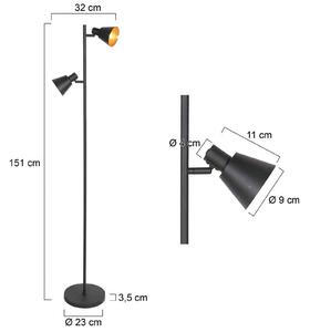 Steinhauer Lampada da terra Oeroe, Nero, Soggiorno / Sala da pranzo, Metallo, Lampada da terra