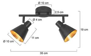 Steinhauer Faretto da soffitto Oeroe, a 2 luci, nero, metallo, E14 dimmerabile, Nero, Soggiorno / Sala da pranzo, Metallo, Faretto