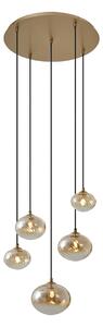 Lampada a sospensione Art Déco oro con vetro ambrato - Jia
