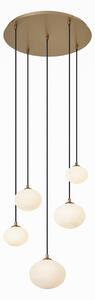 Lampada a sospensione Art Déco oro con vetro opale 5 luci - Yani