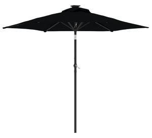 Ombrellone Giardino con LED Palo Acciaio Nero 225x225x212 cm