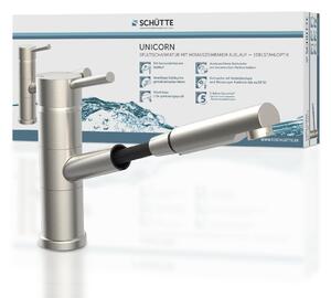 Rubinetto da cucina SCHÜTTE UNICORN con spray per lavastoviglie, rubinetto estraibile da cucina, miscelatore da cucina, look acciaio inox