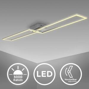 B.K.Licht Plafoniera LED da 40W, luce calda 3000K, 1 cornice orientabile, lampada da soffitto per ufficio Frame, colore cromato-alluminio spazzolato