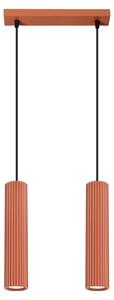 Lampada a sospensione KARBON 2 rosso ocra 2xGU10 10W alluminio 90x6.5x30cm Sollux Lighting