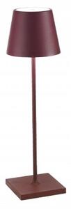 Lampada a led da tavolo Poldina Pro Bordeaux ricaricabile e dimmerabile con batteria fino a 12 ore. Da uso esterno IP65