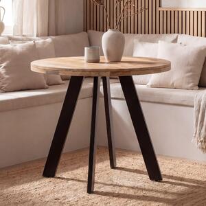 FineBuy Tavolo da pranzo rotondo Ø 80 cm in legno massello di mango – Tavolo da cucina moderno, tavolo di design in legno per 3 persone, tavolino da sala da pranzo in stile industriale, tavolo da bistrot