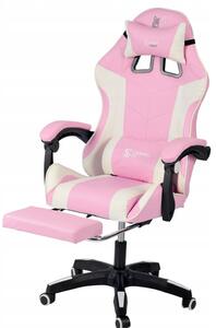 Sedia da gioco rosa con cuscino e poggiapiedi HR-PINK