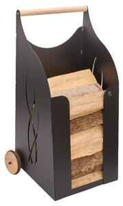 Carrello Portalegna su Ruote 47x39x85 cm Crea Carrello Legna in Acciaio Nero