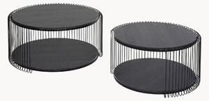 Set di 2 tavolini da salotto con piano in legno e vetro Wire