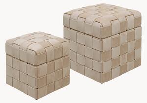 Set di 2 pouf contenitori in velluto Weave