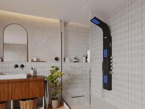 Colonna da doccia termostatica per idromassaggio a LED e Bluetooth L20 x H165 cm Nero - CHAKRA V