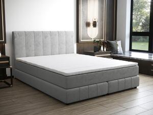Set completo boxspring testata + Rete a doghe + Materasso + Topper 180 x 200 cm Velluto Grigio - HIDA di YSMÉE