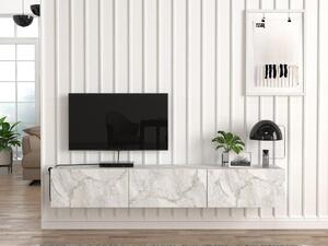 Mobile TV sospeso con 3 ante Effetto marmo Bianco - VIKILA
