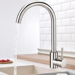 Miscelatore per cucina a 360°, monocomando, in acciaio inossidabile, per acqua calda e fredda, colore argento, adatto per la cucina