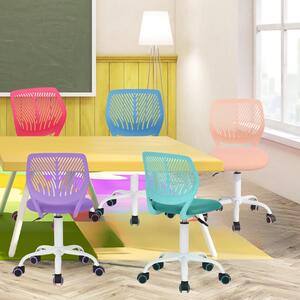 Sedia da ufficio senza braccioli, sedia girevole con altezza regolabile, color viola, ideale per l'ufficio domestico