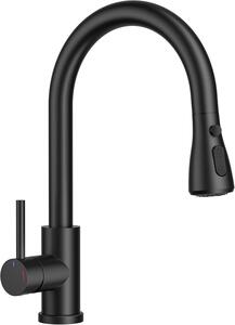 Miscelatore da cucina a bassa pressione, colore nero opaco, estraibile, rotazione a 360°, per cucina