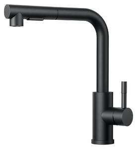 Miscelatore da cucina nero, girevole a 360°, estraibile, con 2 tipi di getto, ideale per cucine moderne