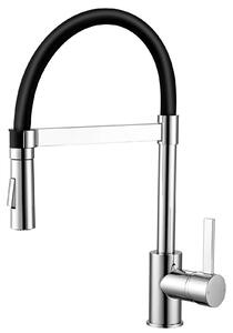 Miscelatore da cucina con doccetta estraibile, monocomando, modello alto, finitura nero cromato, per la cucina