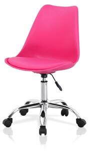 Sedia da ufficio con rotelle, color rosa, in ecopelle, per l'ufficio
