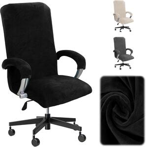 Sedia da ufficio XL, rivestita in morbido tessuto, colore nero, con braccioli, ergonomica, adatta per l'ufficio e il gaming