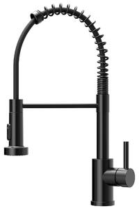 Miscelatore per cucina nero, per alta pressione, girevole a 360°, con 2 tipi di getto, ideale per la cucina