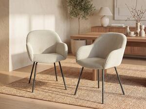 Sedia con braccioli in Velluto a coste e Metallo Nero Beige - Lotto di 2 - MARENZIA
