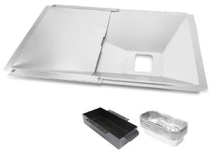 Vassoio universale per barbecue a gas, con contenitore raccogli-grasso e piastra di raccolta regolabile da 38 a 65 cm, ideale per barbecue a 2, 3 o 4 bruciatori