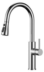 Miscelatore da cucina estraibile, con 2 getti, girevole a 360°, in acciaio inossidabile, ideale per cucine moderne