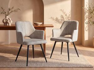 Sedia con braccioli in Tessuto e Metallo Nero Beige - Lotto di 2 - KADIJA