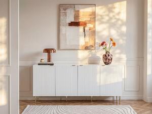 Credenza con 4 ante in MDF e Acciaio Bianco e Dorato - YESINIA