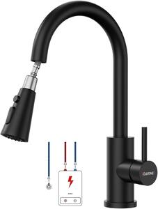 Miscelatori da cucina a bassa pressione, estraibili, con 3 getti, rotazione a 360°, colore nero, adatti per sistemi a bassa pressione