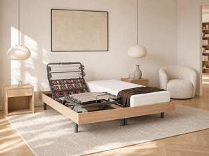 Rete relax doghe e 2x25 sospensioni decorative in legno quercia naturale di YSMÉE - 2 x 80 x 200 cm - motori OKIN