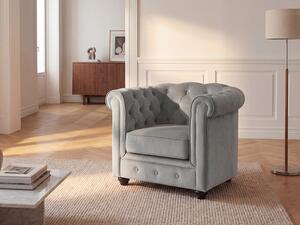 Poltrona CHESTERFIELD in velluto Grigio