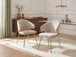 Sedia in Tessuto e Metallo Dorato Beige - Lotto di 2 - LUXIVA