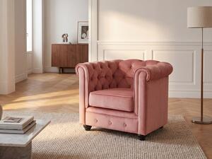 Poltrona CHESTERFIELD in velluto Rosa cipria