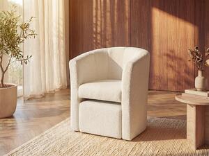 Poltrona cabriolet e pouf in Tessuto bouclette Bianco - JOVANA