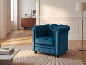 Poltrona CHESTERFIELD in velluto Verde petrolio