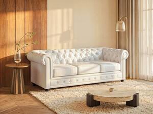 Divano CHESTERFIELD 3 posti in similpelle Bianco