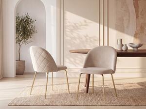 Lotto di 2 sedie in Velluto e Metallo Dorato Beige - MELBOURNE