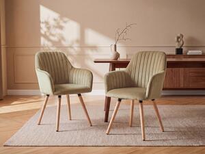 Sedia con braccioli Velluto e Metallo Effetto Legno Beige - Lotto di 2 - ELEANA