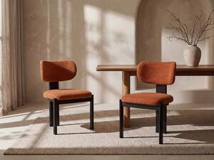 Sedia in tessuto bouclette e legno di hevea nero - Terracotta - Lotto di 2 - WILANA