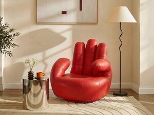 Poltrona a forma di mano girevole in similpelle Rosso - CATCHY