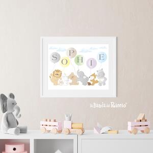 Tutte le decorazioni murali Quadro cameretta Palloncini con nome - Adesivi Murali per Bambini