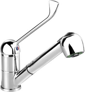 Miscelatore da cucina con doccetta, removibile, monocomando, con lungo manubrio, confezione singola, adatto per cucina e bagno
