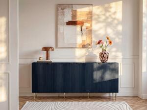 Credenza con 4 ante in MDF e Acciaio Blu e Dorato - YESINIA