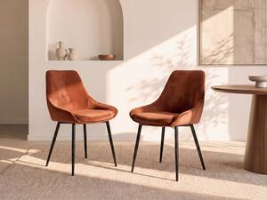 Sedia Velluto e Metallo Nero Terracotta - Lotto di 2 - MASURIE